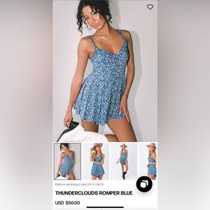 Princess Polly Thunderclouds Romper Blue - Size 12